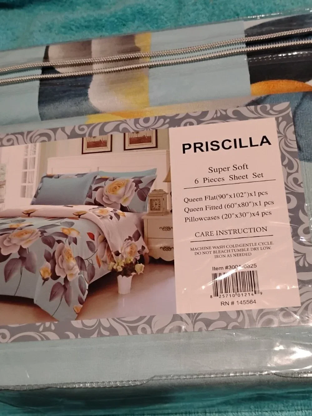 Sheet Set  Mixed Colors 6 Piece Bamboo  Queen  1800 6 Piece Sheet Set New